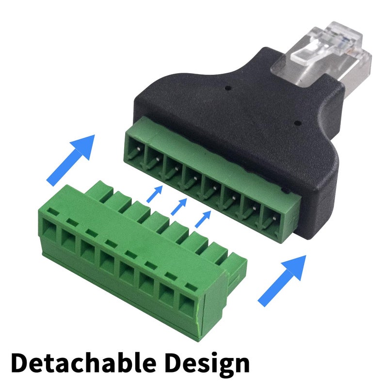 Poyiccot RJ45 Screw Terminal Adapter 2-Pack, Network Ethernet Adapter, RJ45 Breakout Board 8p8c Male to 8 Pin AV Terminal Screw Converter Block Plug for CCTV, Cat5, Cat6 - Image 4